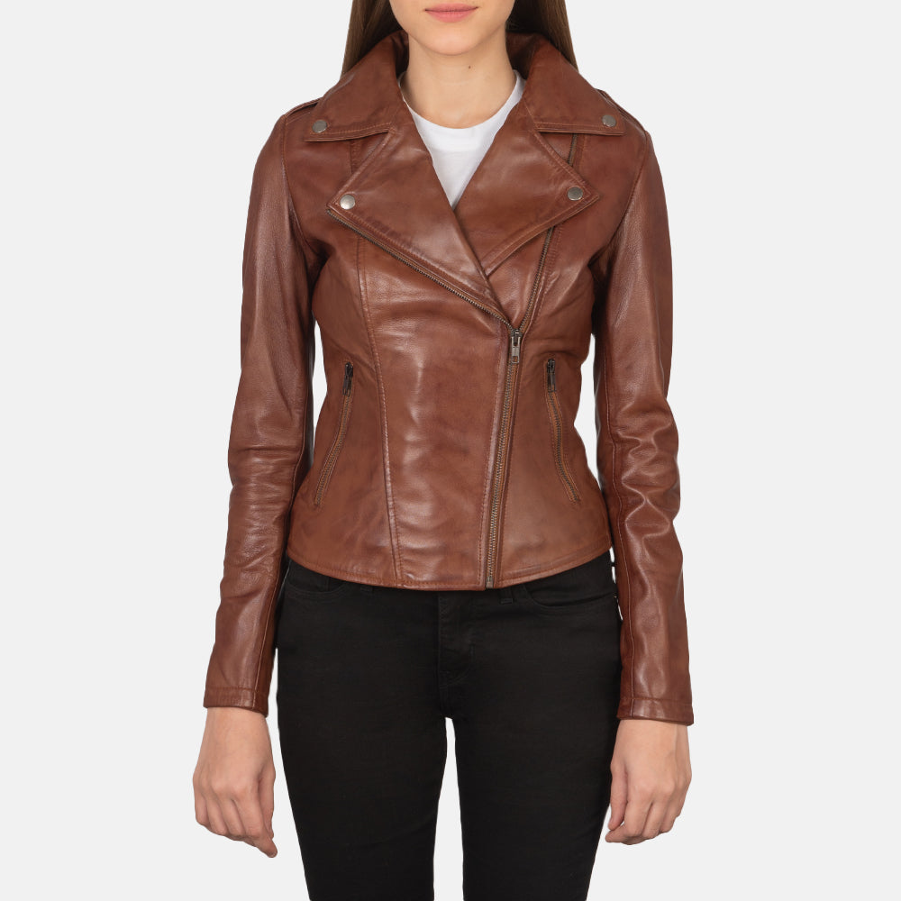 Flashback Brown Leather Biker Jacket - Kualited