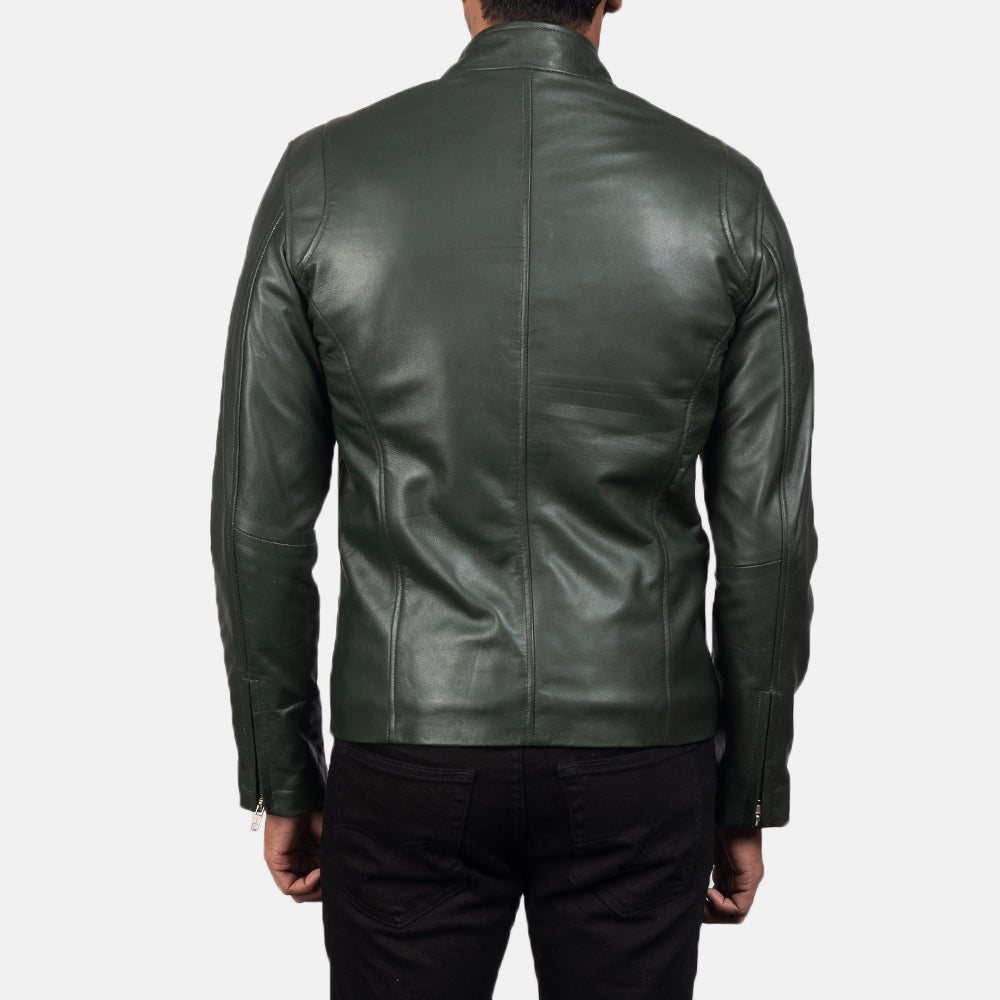 Ionic Green Leather Biker Jacket - Kualited