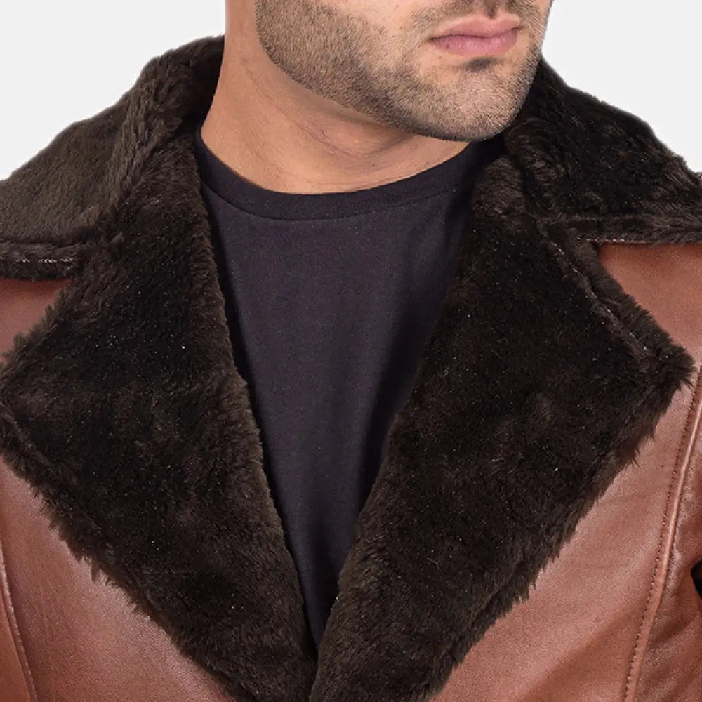 Cinnamon Brown Leather Fur Coat