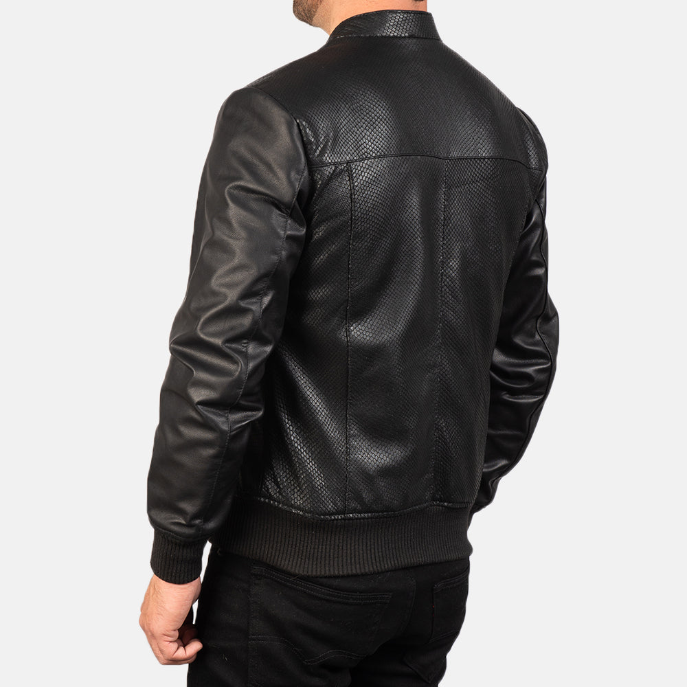 Avan Black Leather Bomber Jacket - Kualited