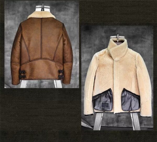 Men’s Aviator Camel Brown Leather Shearling Jacket - Kualited