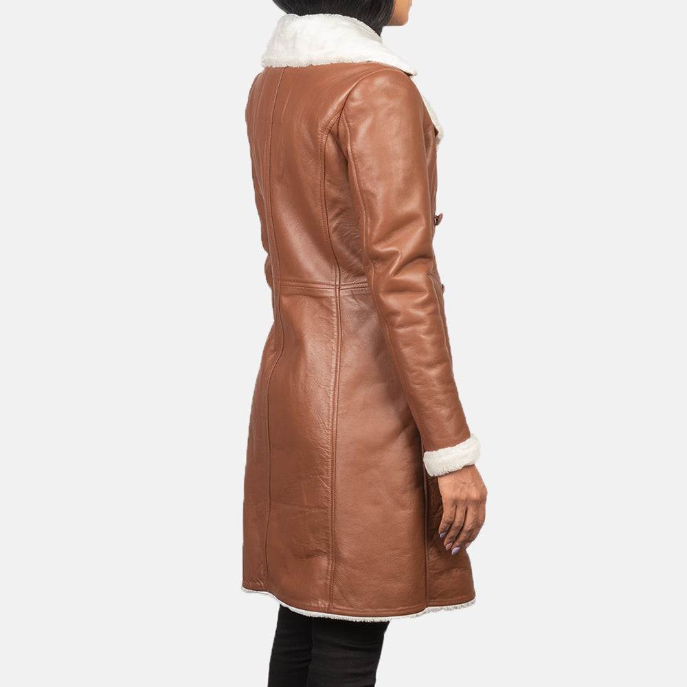 Amie Brown Double Breasted Shearling Coat - Kualited