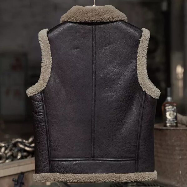 Men’s Dark Brown Leather Shearling Vest - Kualited