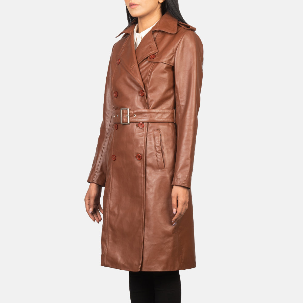 Alice Brown Double Breasted Leather Coat - Kualited