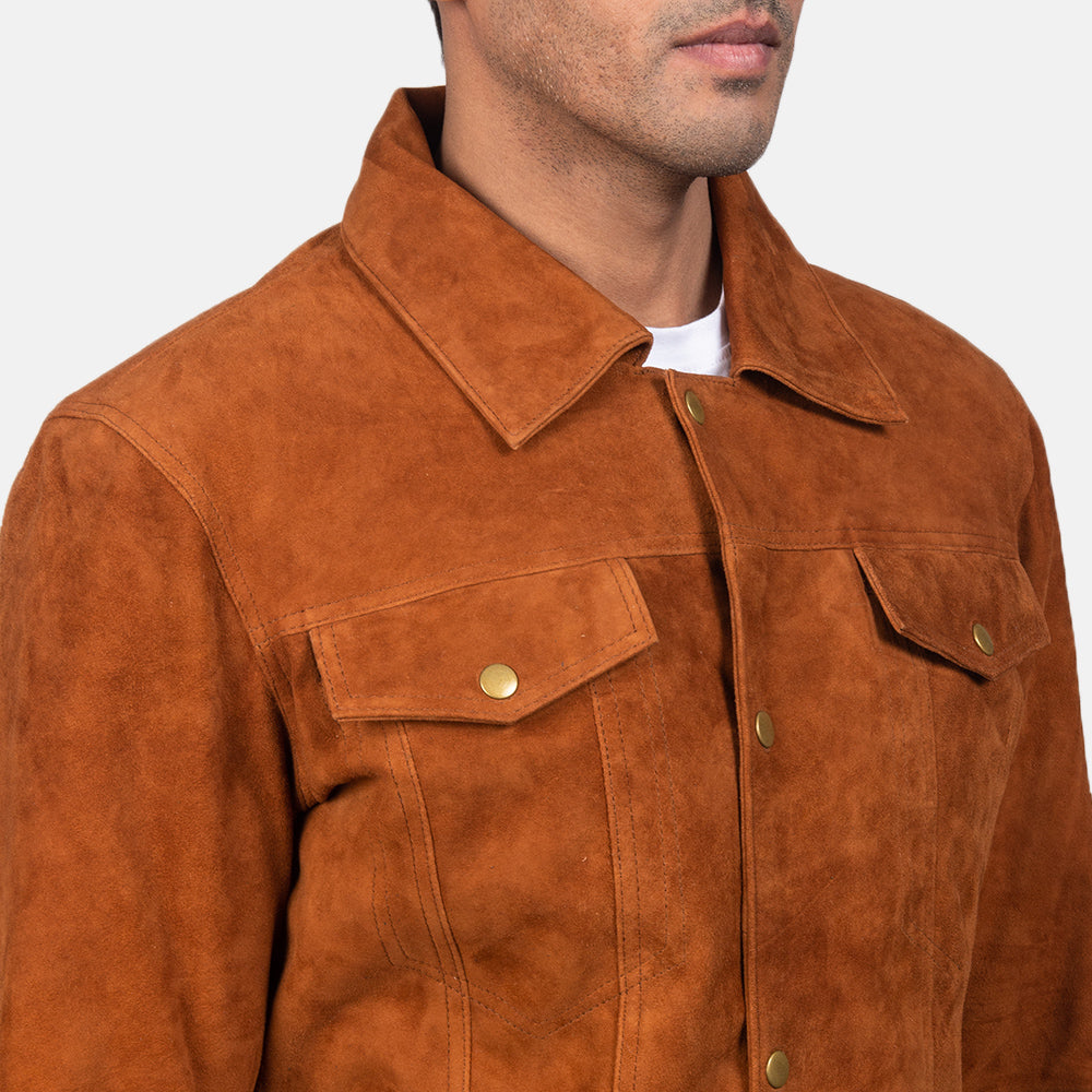 Stallon Brown Suede Trucker Jacket