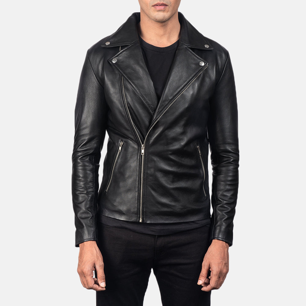 Noah Black Leather Biker Jacket - Kualited