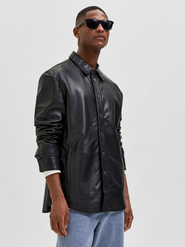 Men’s Black Leather Full Sleeves Shirt - Kualited