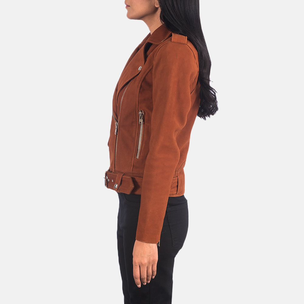 Alison Brown Suede Biker Jacket - Kualited