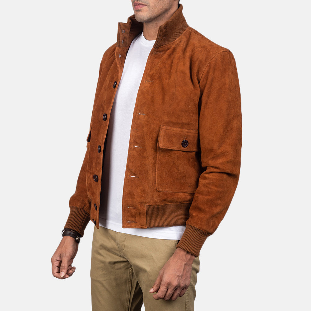 Eaton Brown Suede Bomber Jacket - Kualited