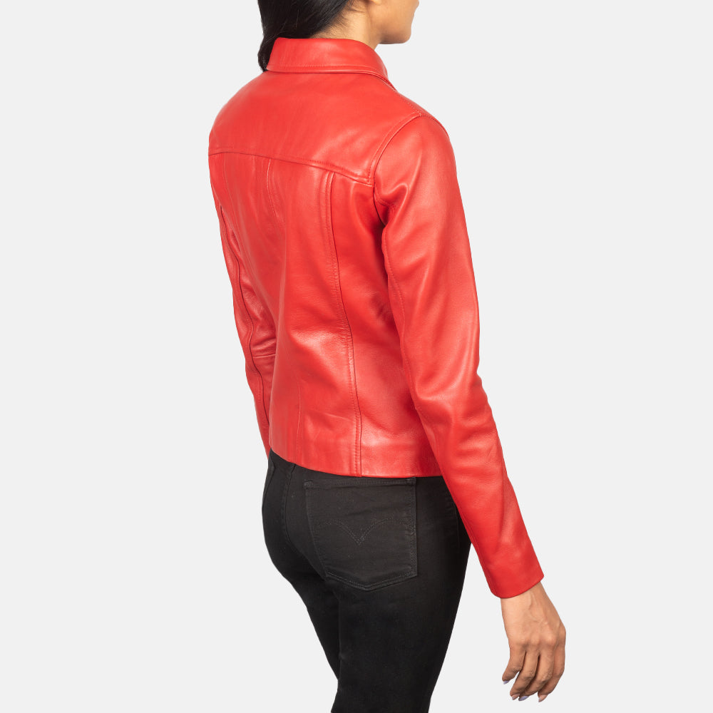 Tomachi Red Leather Biker Jacket