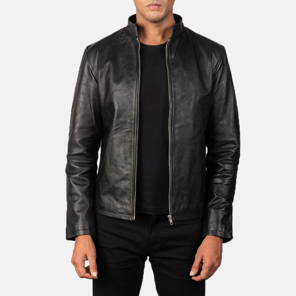 Alex Black Leather Biker Jacket - Kualited