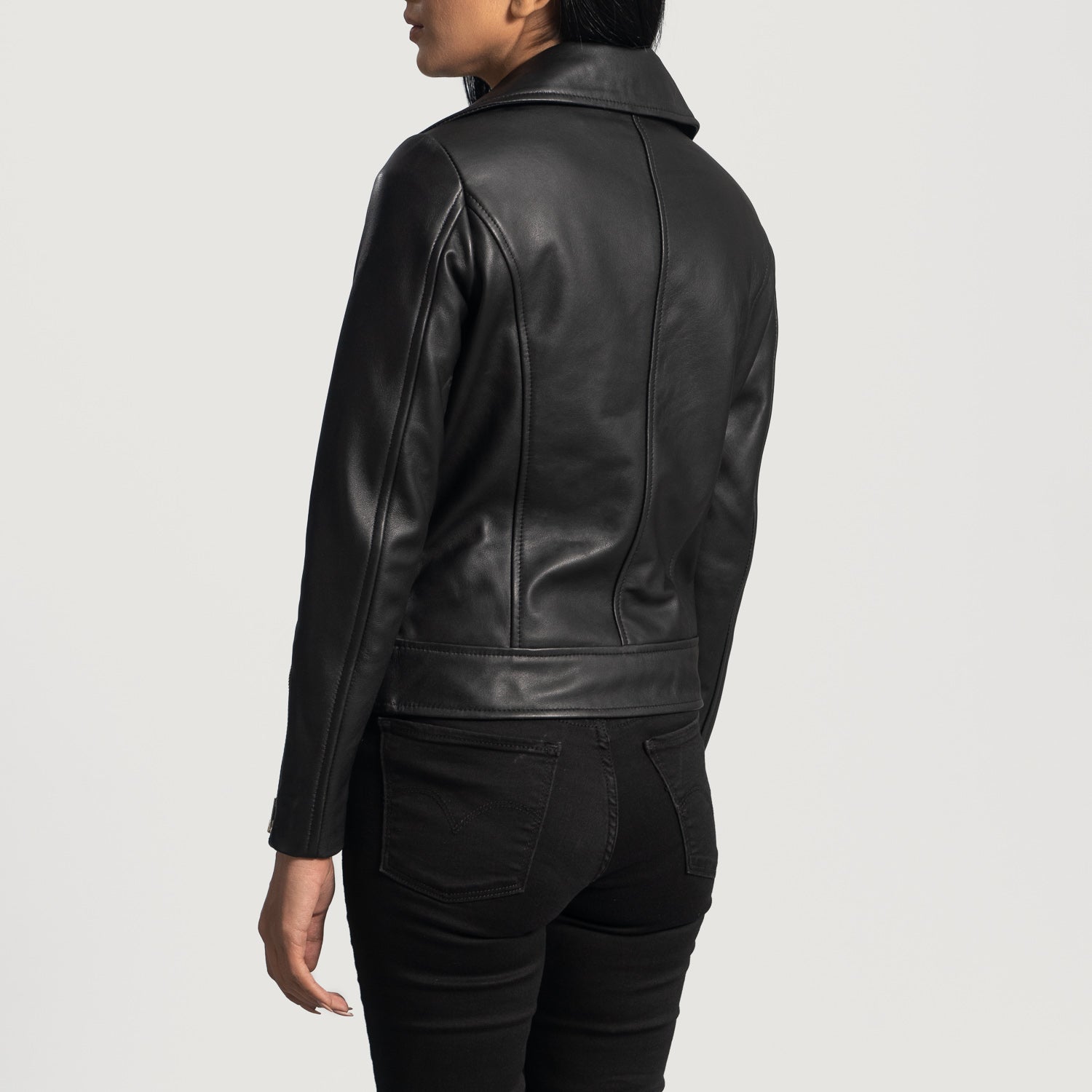 Rumy Black Leather Biker Jacket - Kualited