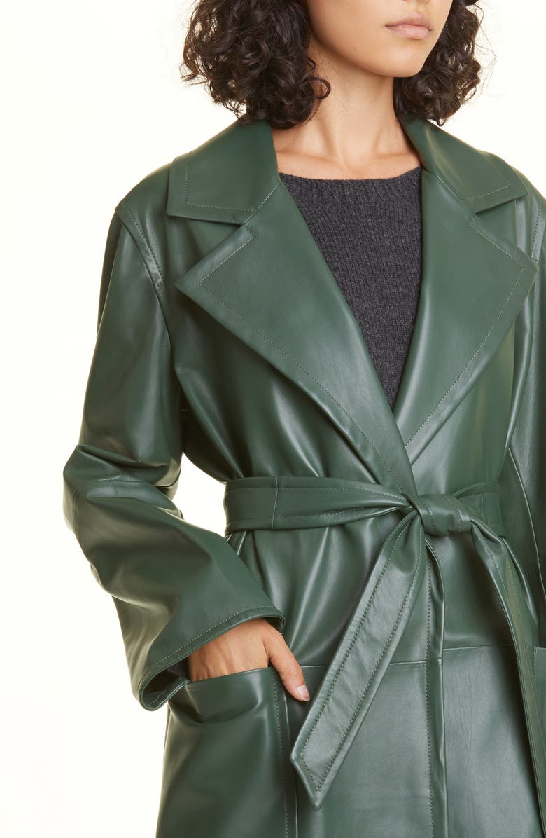 Manuela Lambskin Leather Wrap Coat