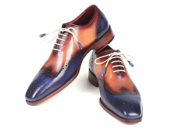 Men's Two Colors Brogues Toe Wing Tip Oxford Genuine Leather Shoes