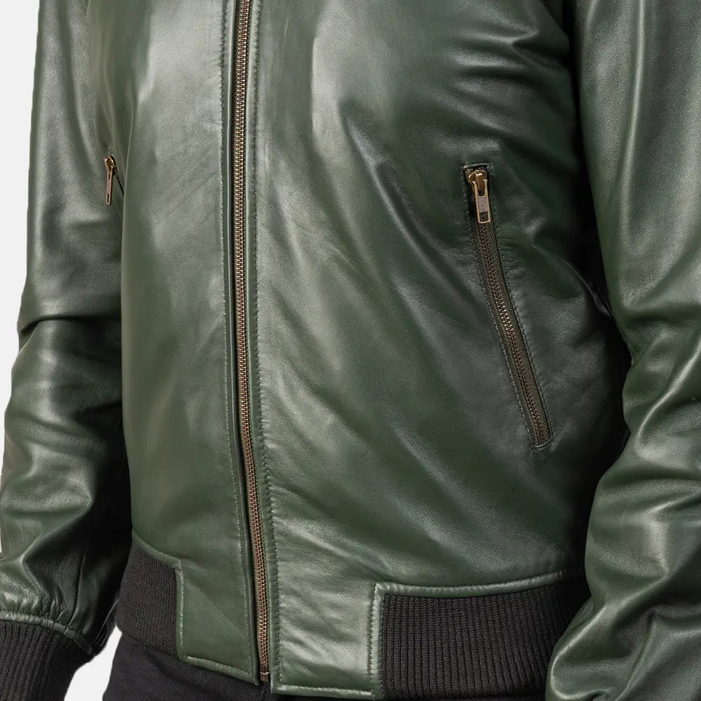 Shane Green Leather Bomber Jacket - Kualited