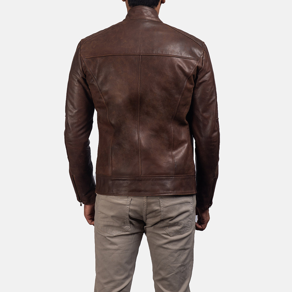 Dean Brown Leather Biker Jacket - Kualited