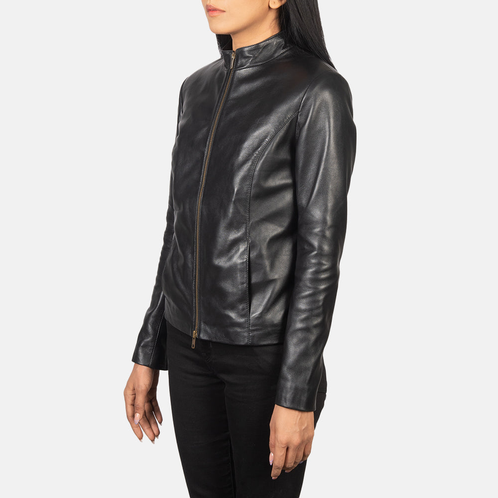 Rumella Black Leather Biker Jacket - Kualited