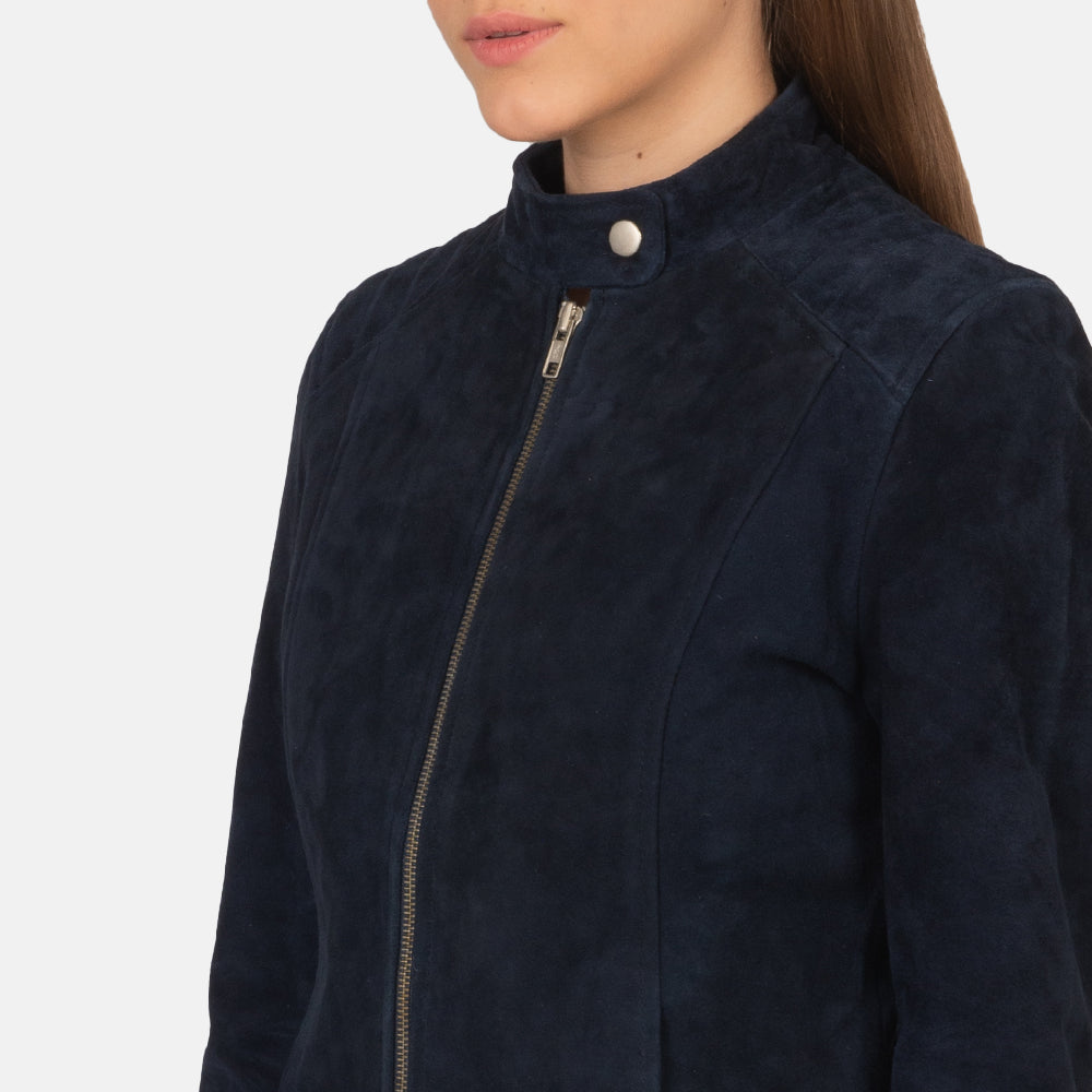 Kelsee Navy Blue Suede Jacket