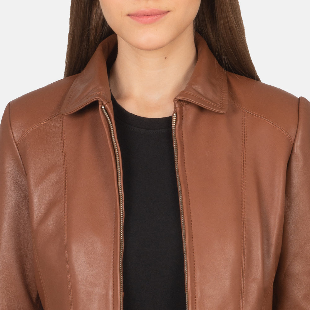 Colette Brown Leather Jacket - Kualited