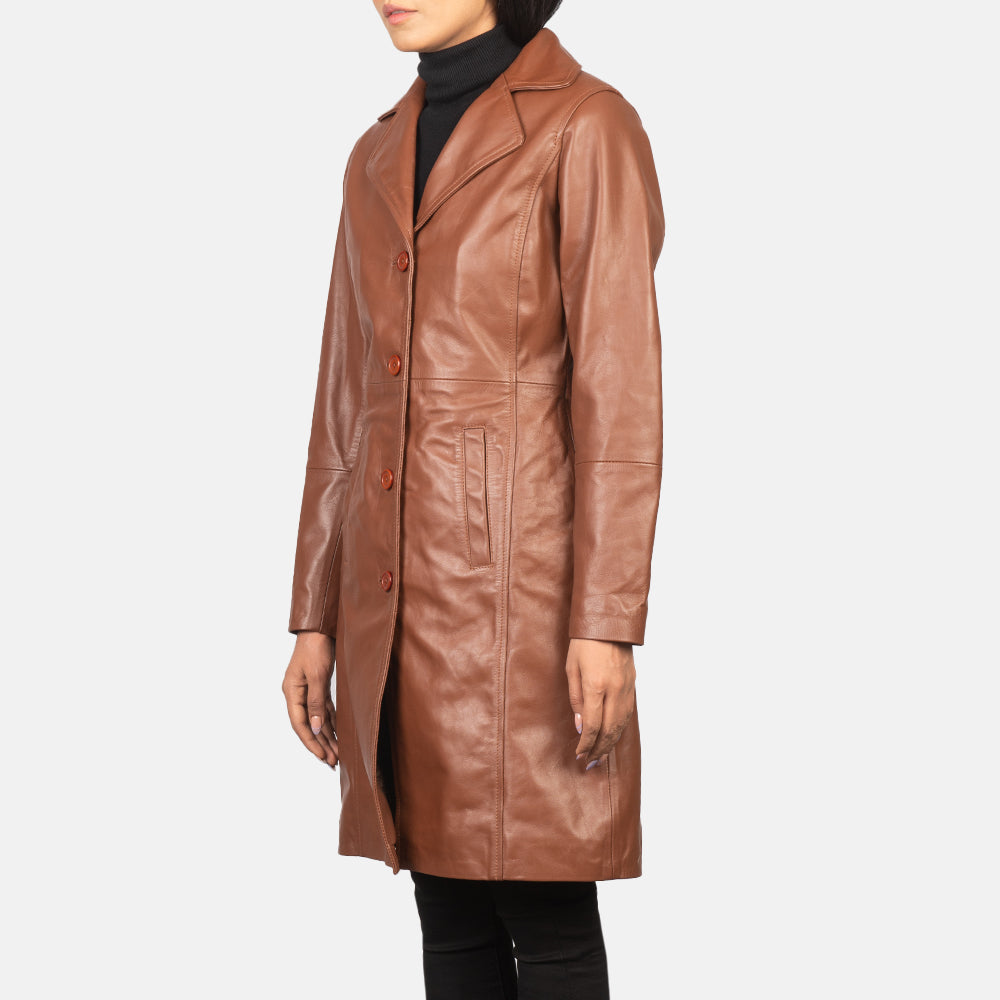 Alexis Brown Single Breasted Leather Coat - Kualited