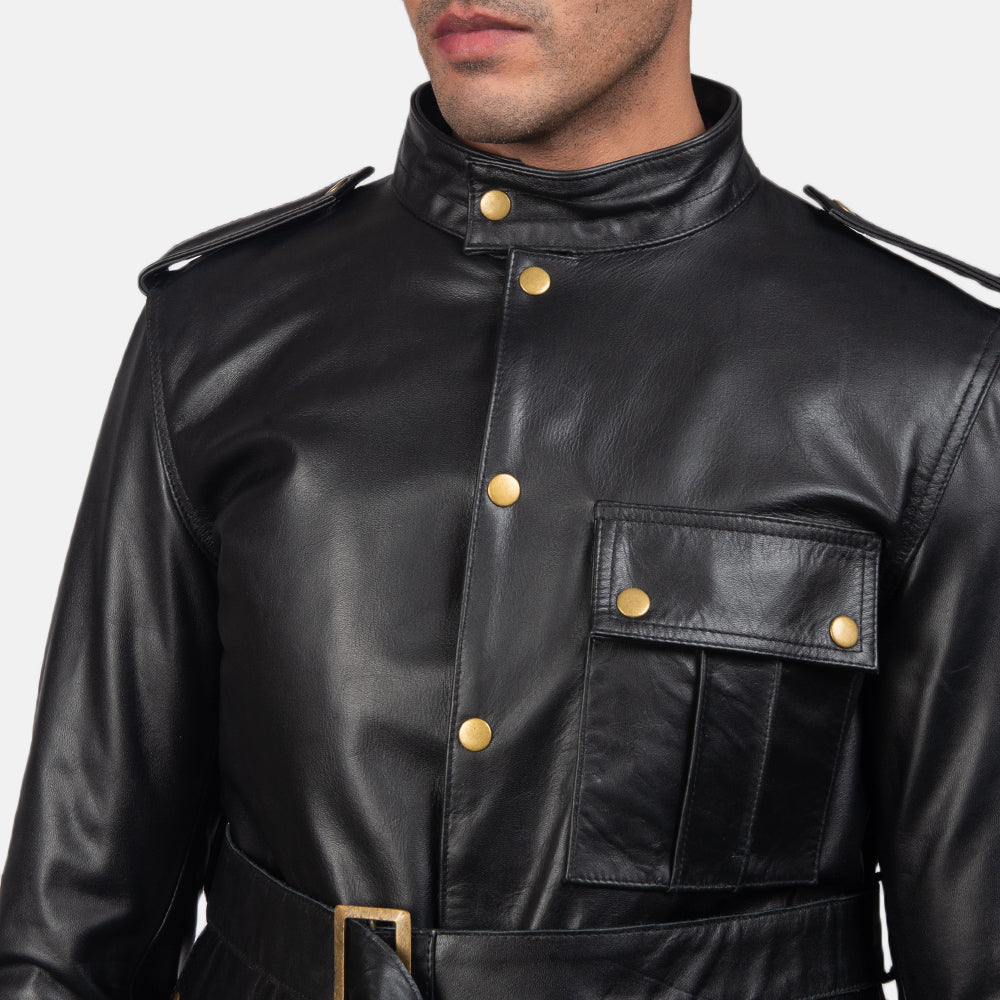 Germain Black Leather Jacket - Kualited