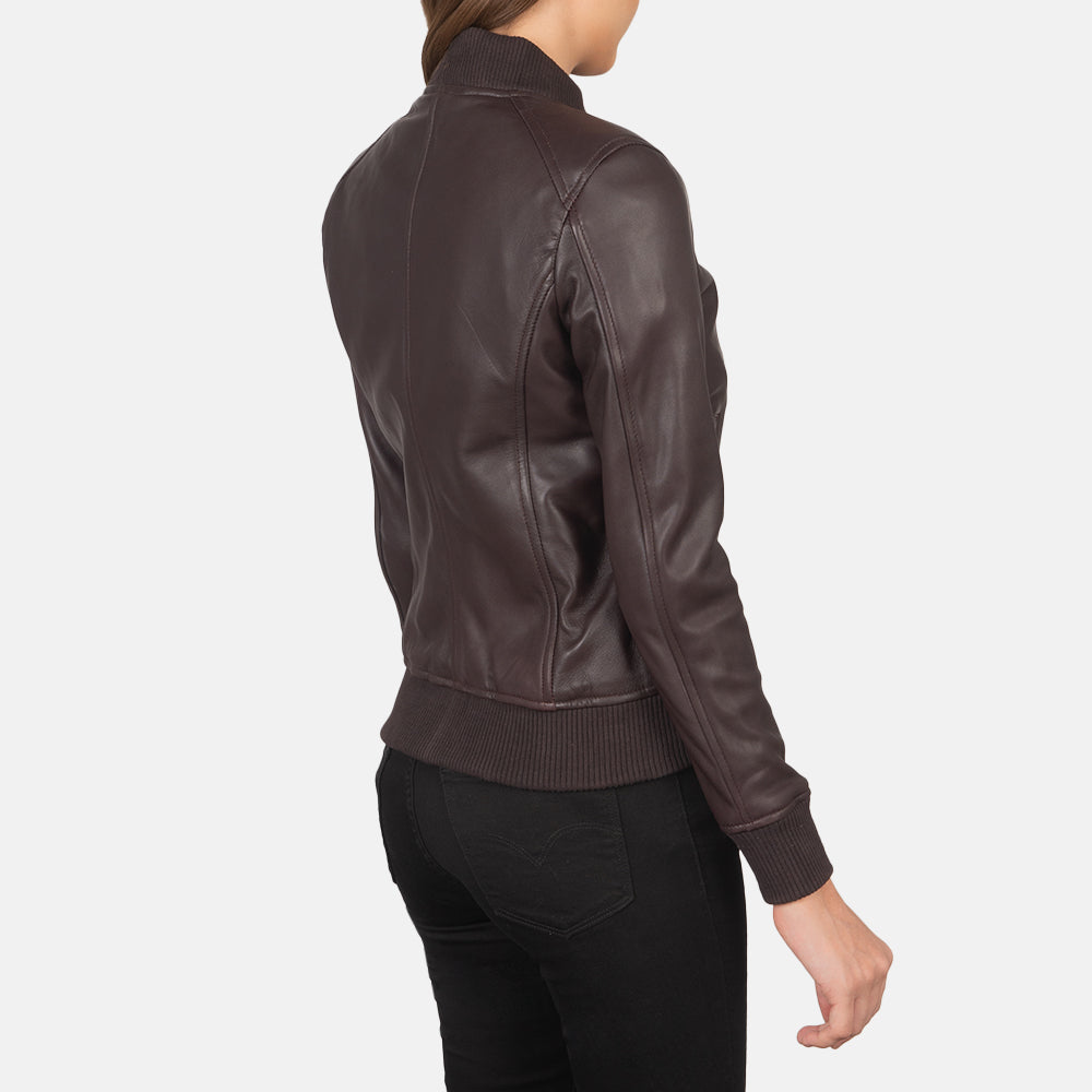 Bliss Maroon Leather Bomber Jacket - Kualited