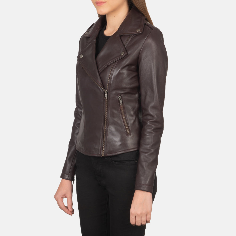 Flashback Maroon Leather Biker Jacket - Kualited