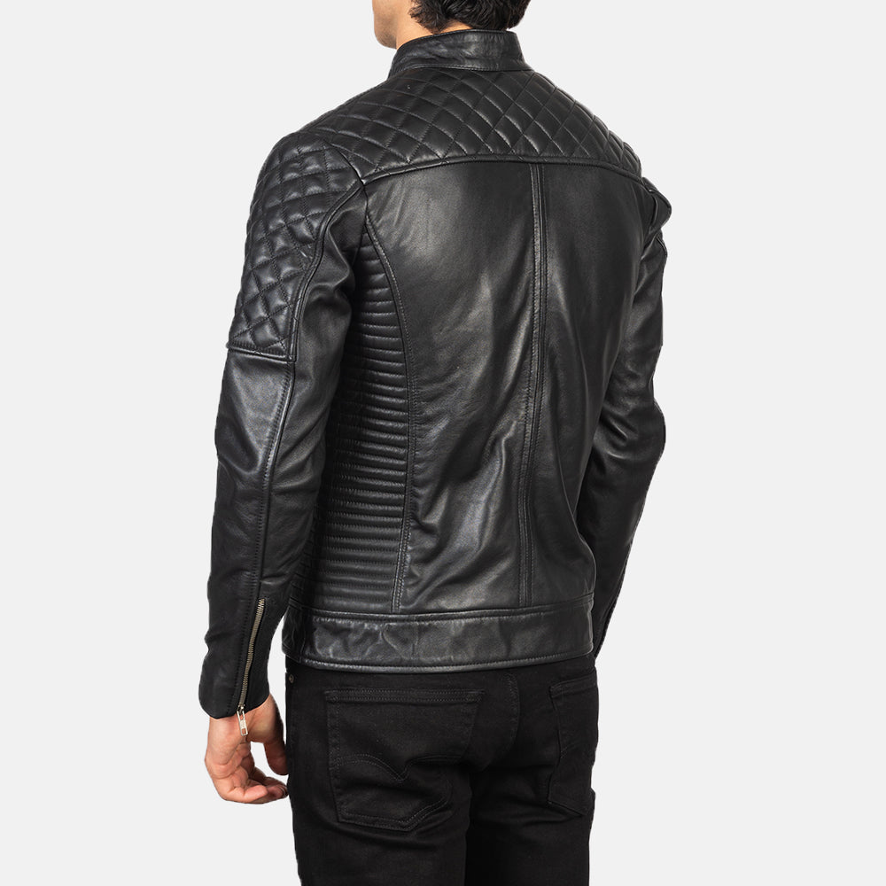 Fernando Quilted Black Leather Biker Jacket - Kualited