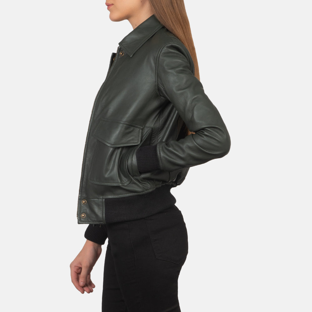 Westa A-2 Green Leather Bomber Jacket - Kualited