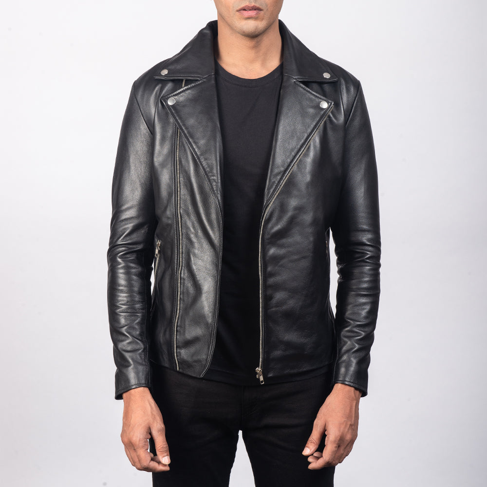 Noah Black Leather Biker Jacket - Kualited