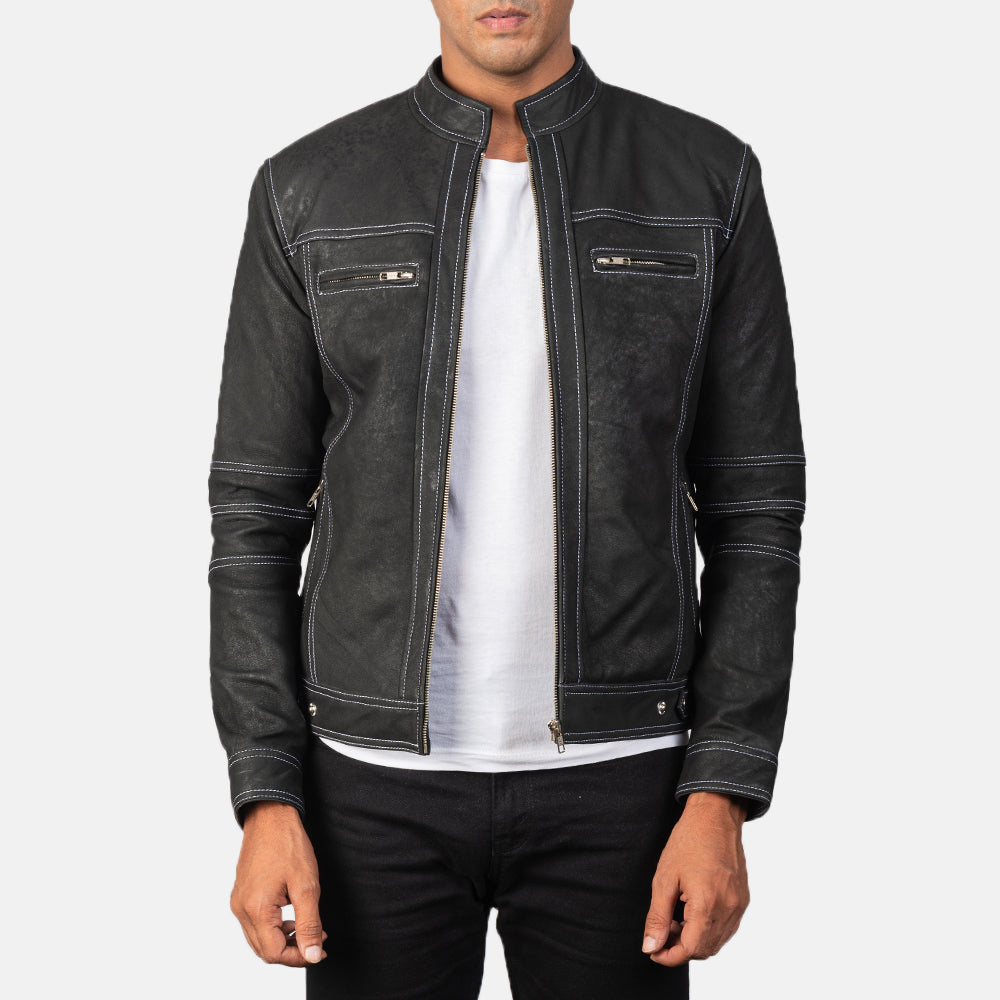 Youngster Distressed Black Leather Jacket - Kualited