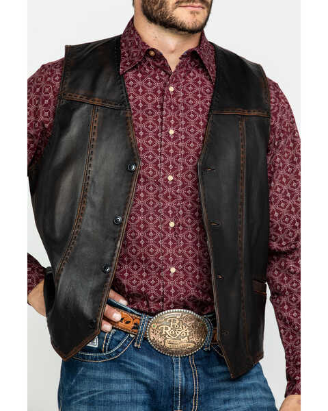 MEN'S LEATHER BUCK STITCH VEST