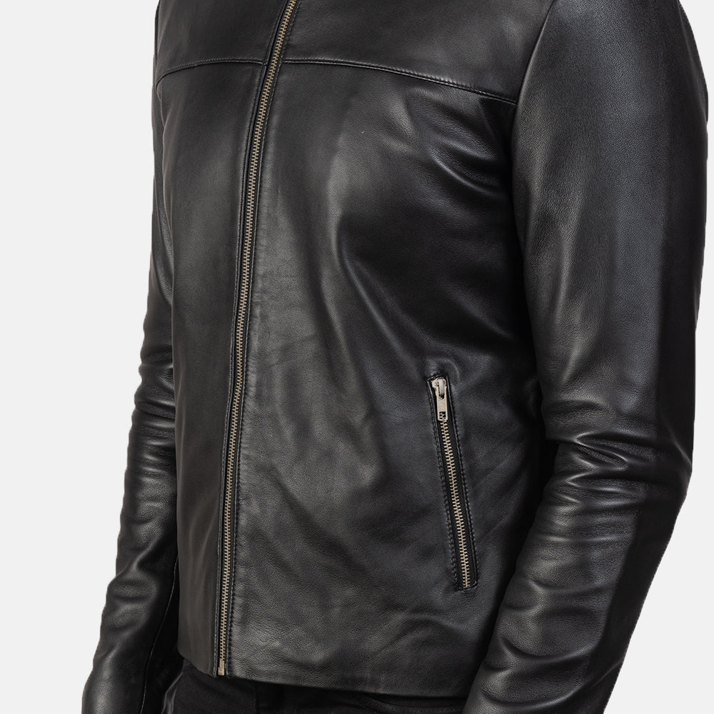 Adornica Black Leather Biker Jacket - Kualited