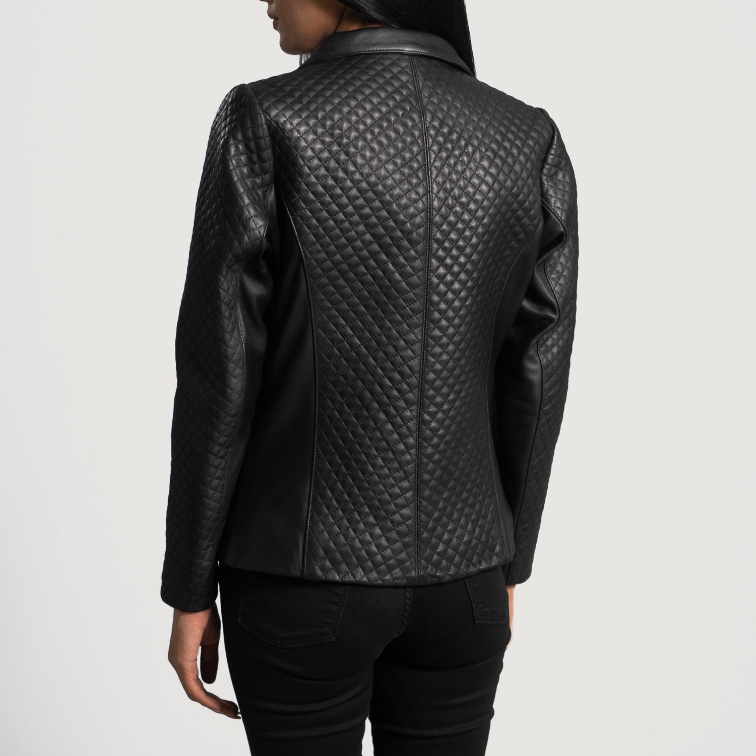 Cora Quilted Black Leather Blazer - Kualited