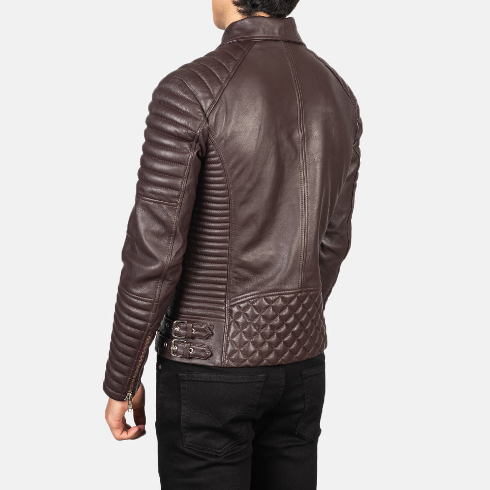 Armand Maroon Leather Biker Jacket - Kualited