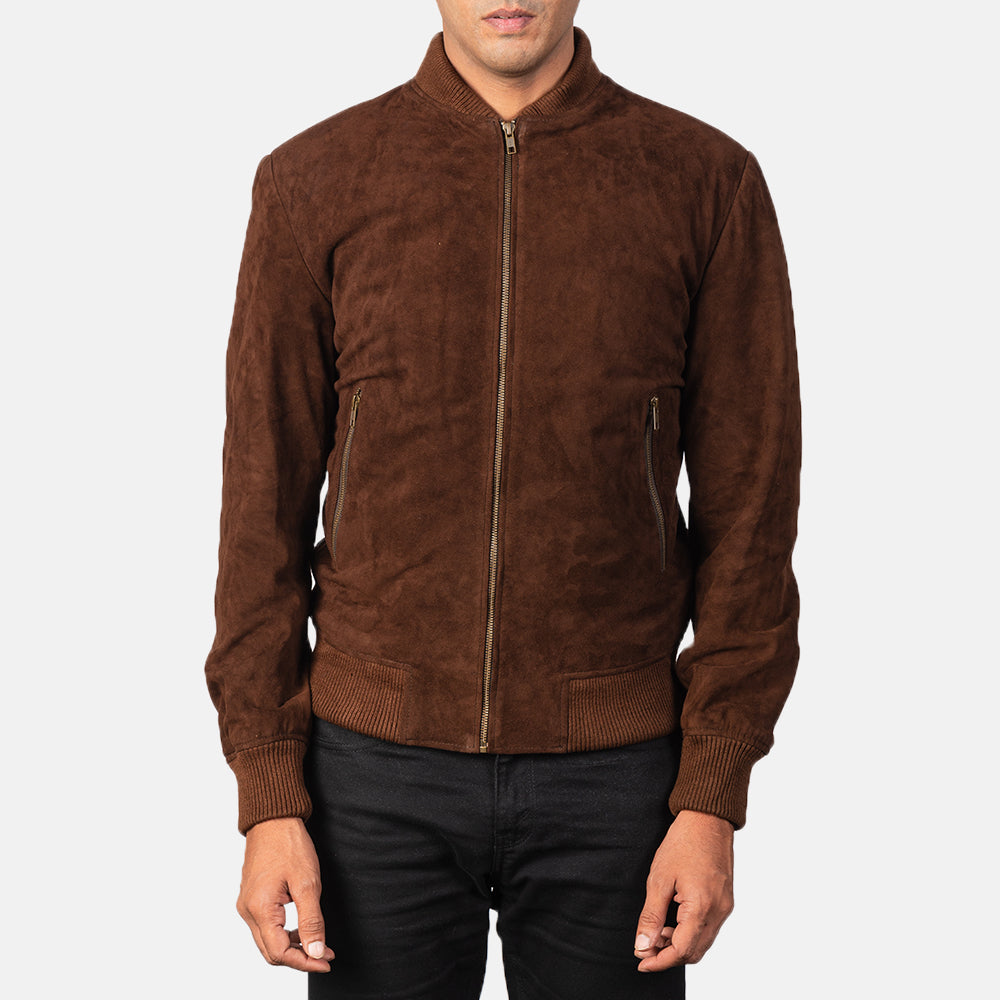 Shane Mocha Suede Bomber Jacket