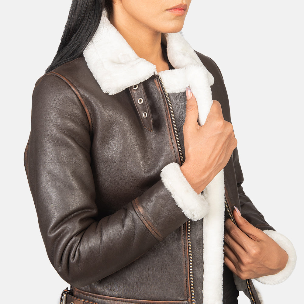 Sherilyn B-3 Brown Leather Bomber Jacket - Kualited