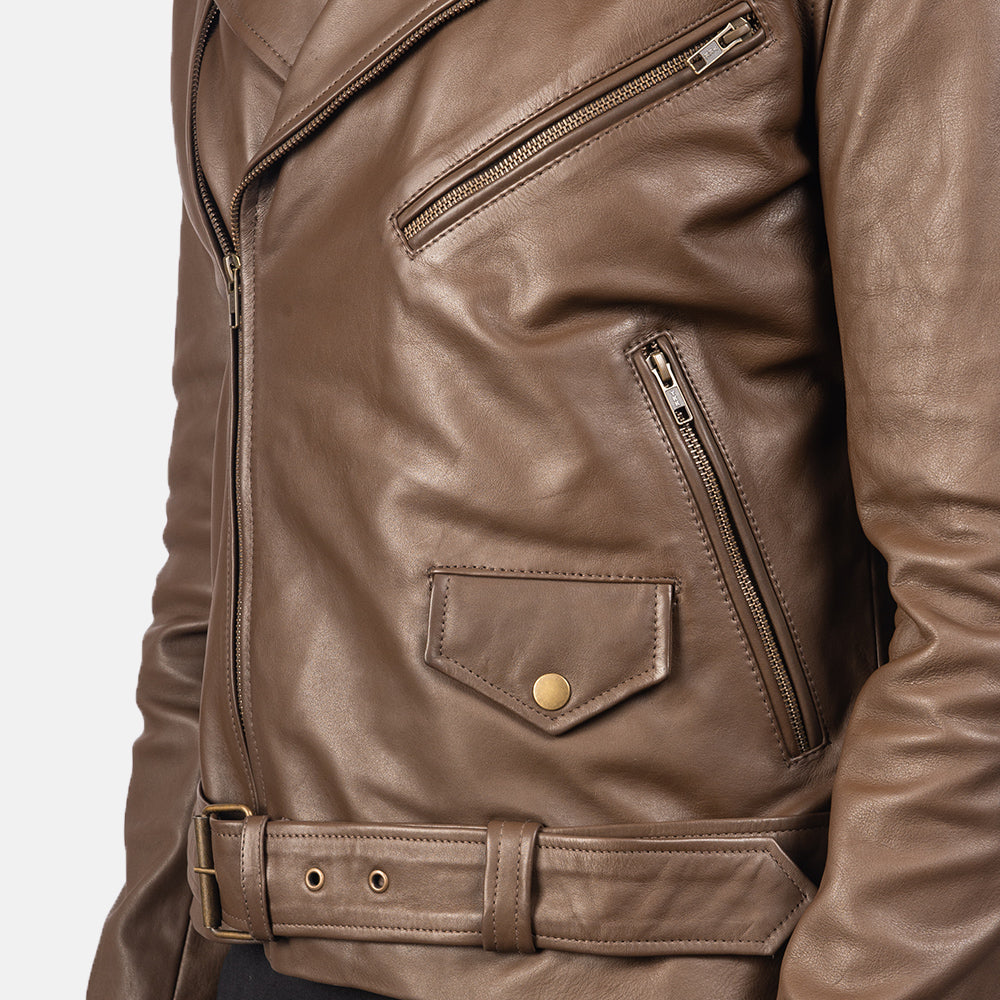 Allaric Alley Mocha Leather Biker Jacket