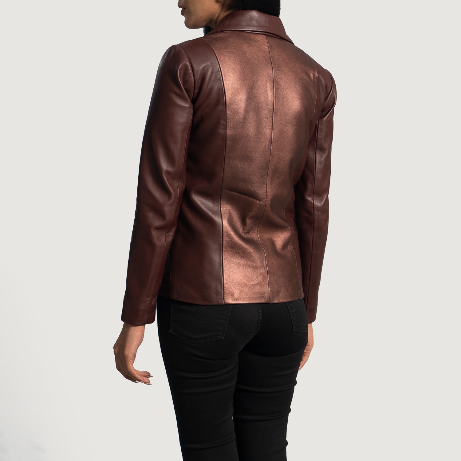 Ruby Metallic Maroon Leather Blazer - Kualited