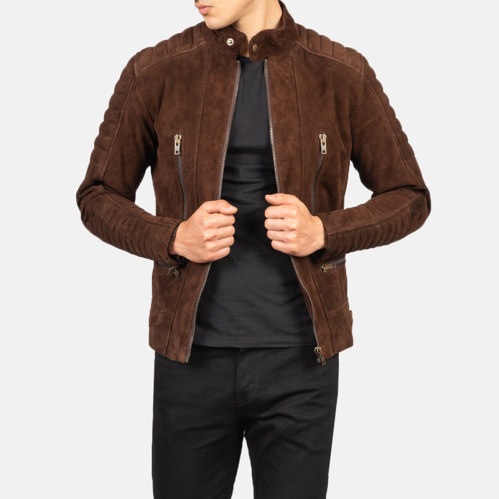 Damian Mocha Suede Biker Jacket