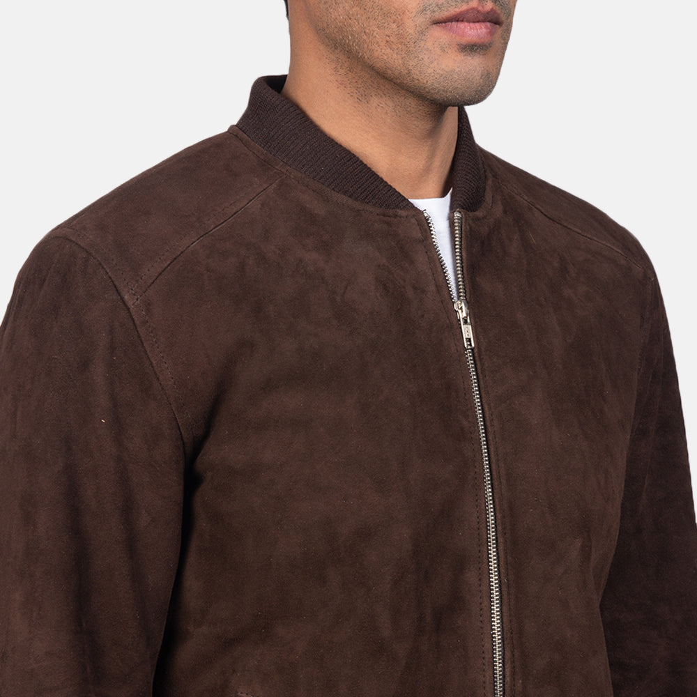 Blain Mocha Suede Bomber Jacket - Kualited