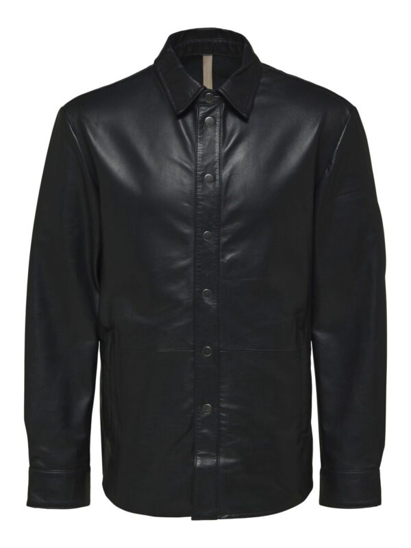 Men’s Black Leather Full Sleeves Shirt - Kualited