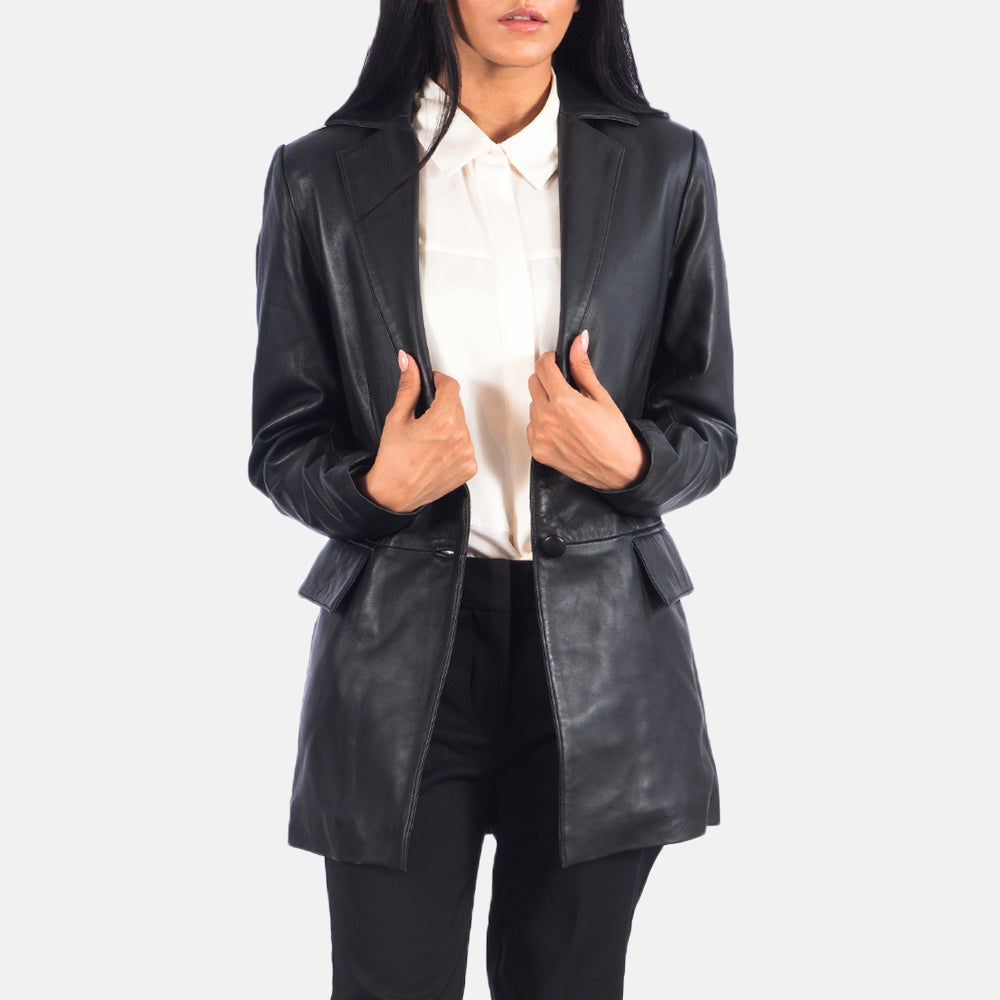 Marilyn Black Leather Blazer - Kualited