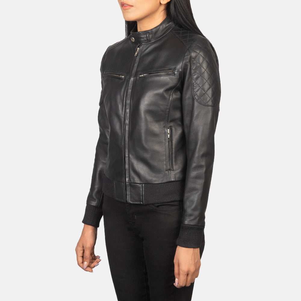 Zenna Black Leather Biker Jacket