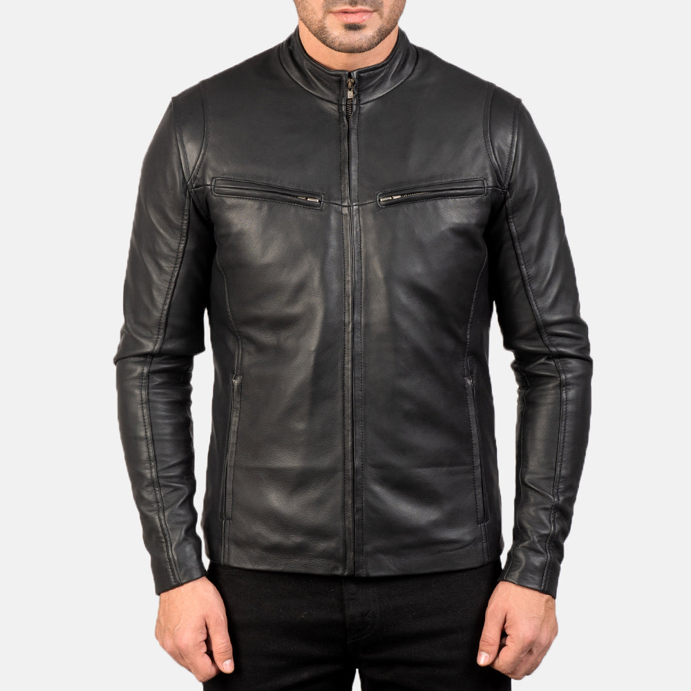 Ionic Black Leather Jacket - Kualited