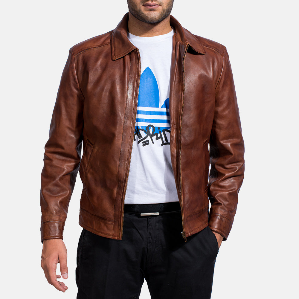 Inferno Brown Leather Jacket For Men