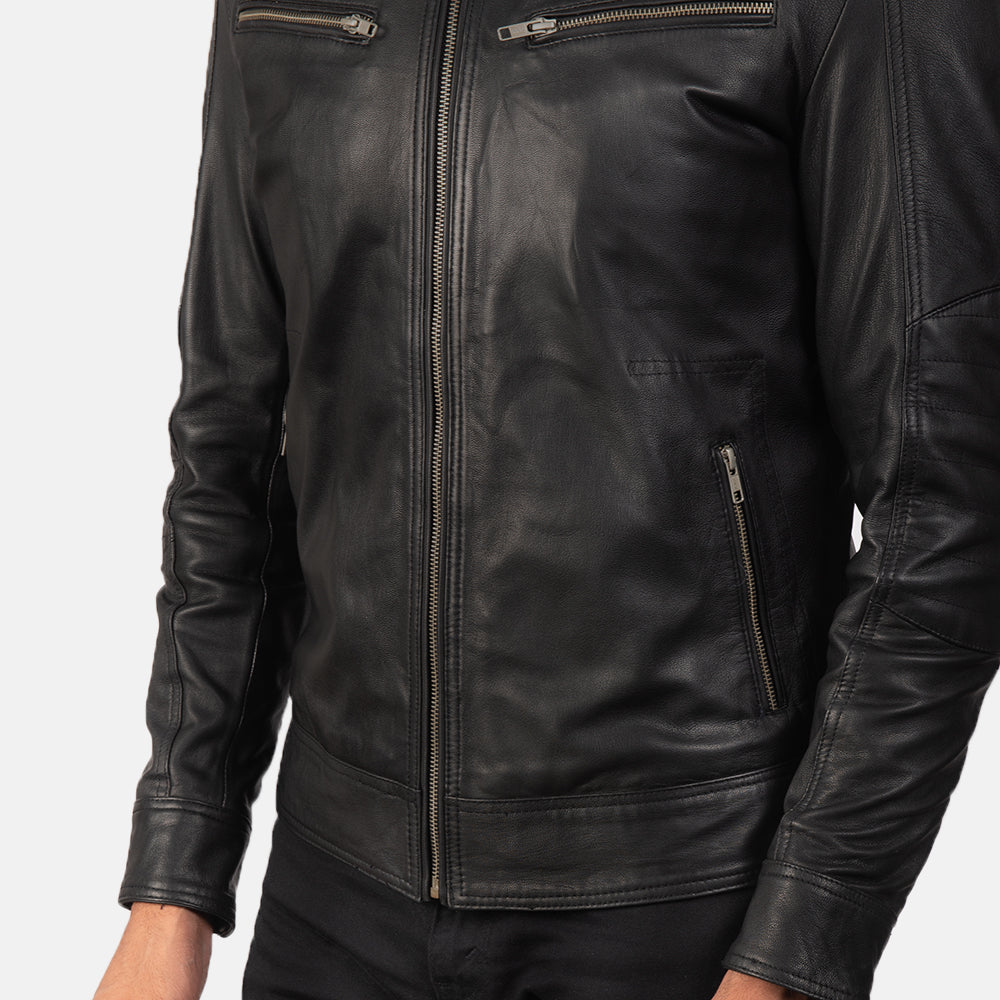 Mack Black Leather Biker Jacket