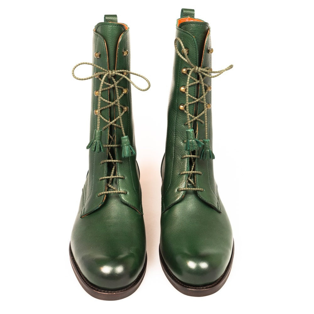 Handmade Men Green Leather Long Boots, Street style Biker Fashion Boots