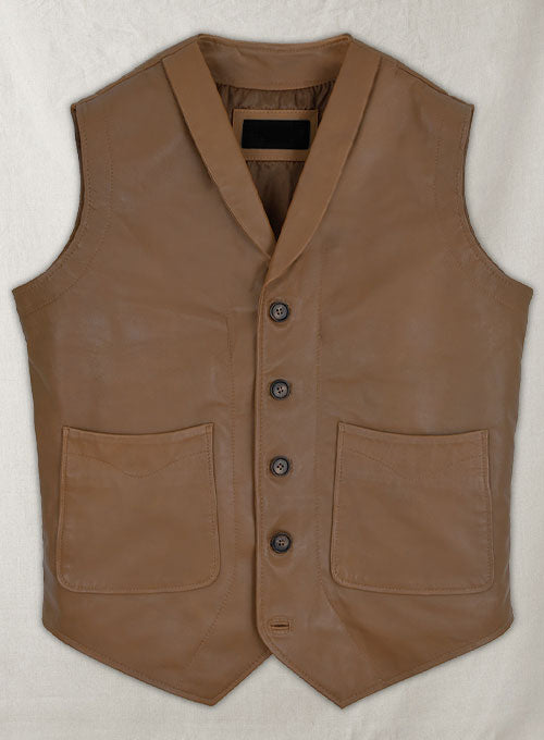 Men’s Brown Leather Biker Vest - Kualited