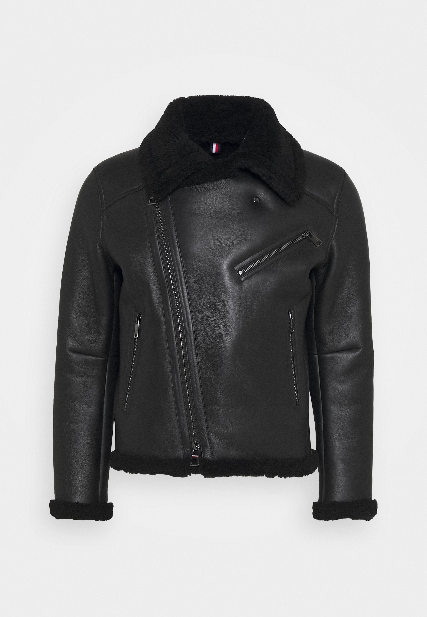 Men’s Biker Black Leather Shearling Jacket - Kualited